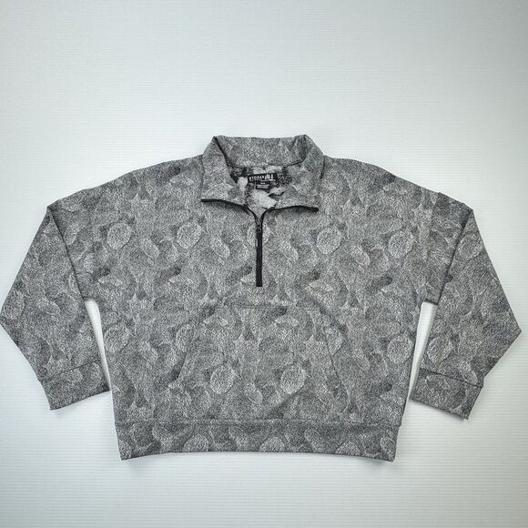 Kyodan Outdoor Women’s Gray Leaf Print 1/4 Zip Pullover Sweater Size XL Gym Yoga - Picture 2 of 11